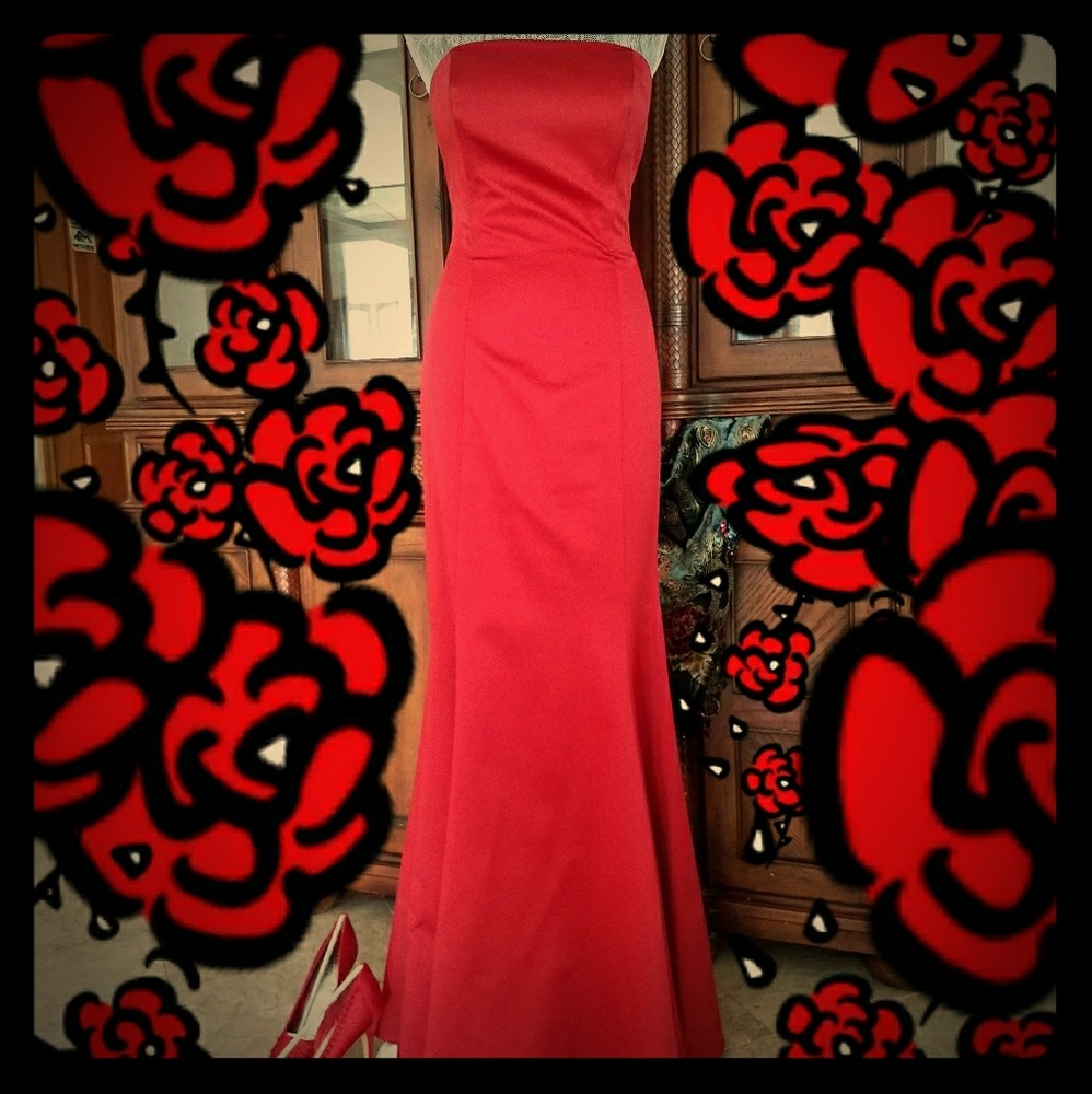 EUC ALLEN SCWARTZ SATIN BALL GOWN🥀 - Picture 7 of 7